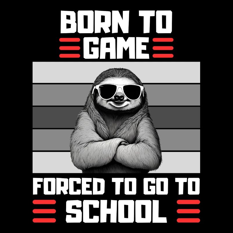 Gaming Faultier Schul Spruch Zocker