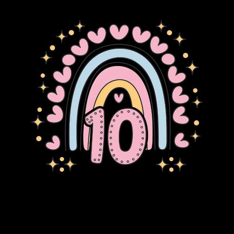Süßes 10. Geburtstag Herz & Regenbogen Design