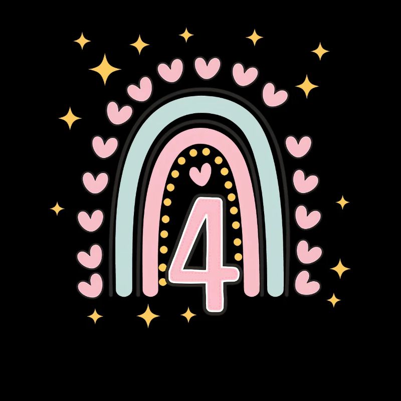 Coeur mignon 4e anniversaire et design arc-en-ciel