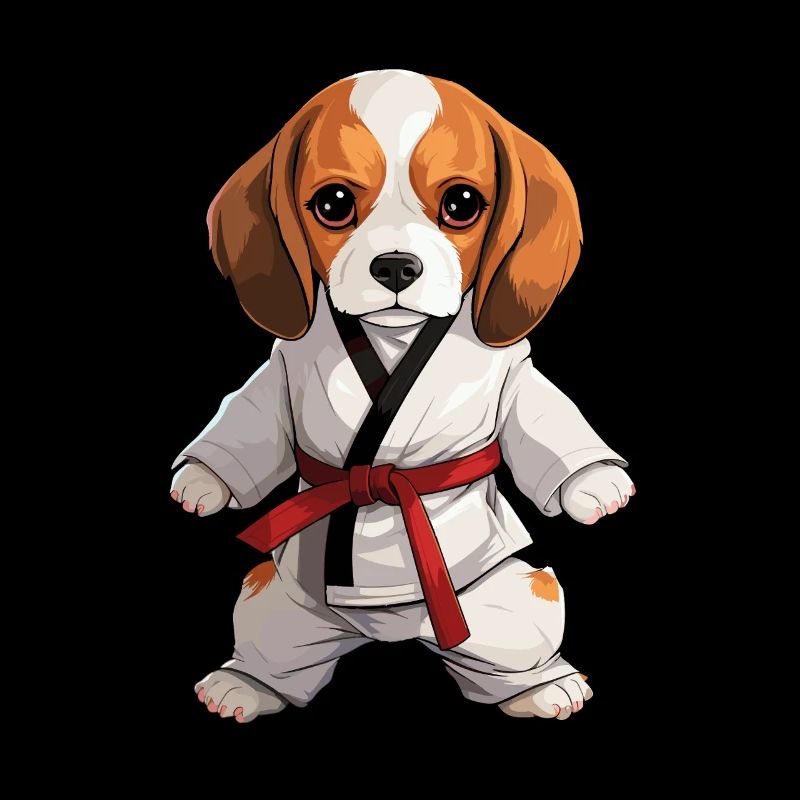 Karaté Beagle : Chien mignon en tenue de combat