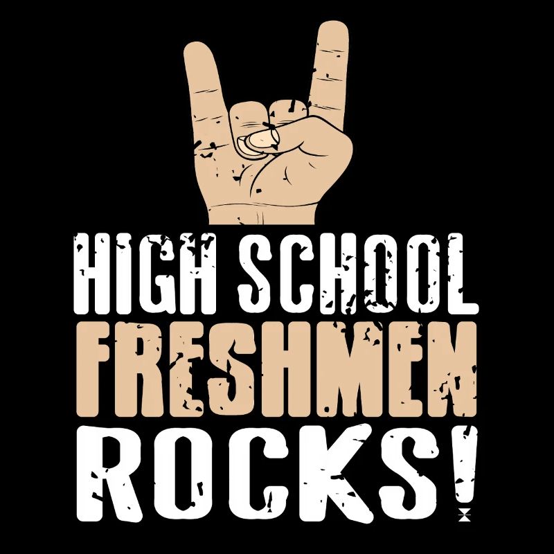 High School Freshmen Rocks Hand Sign Style