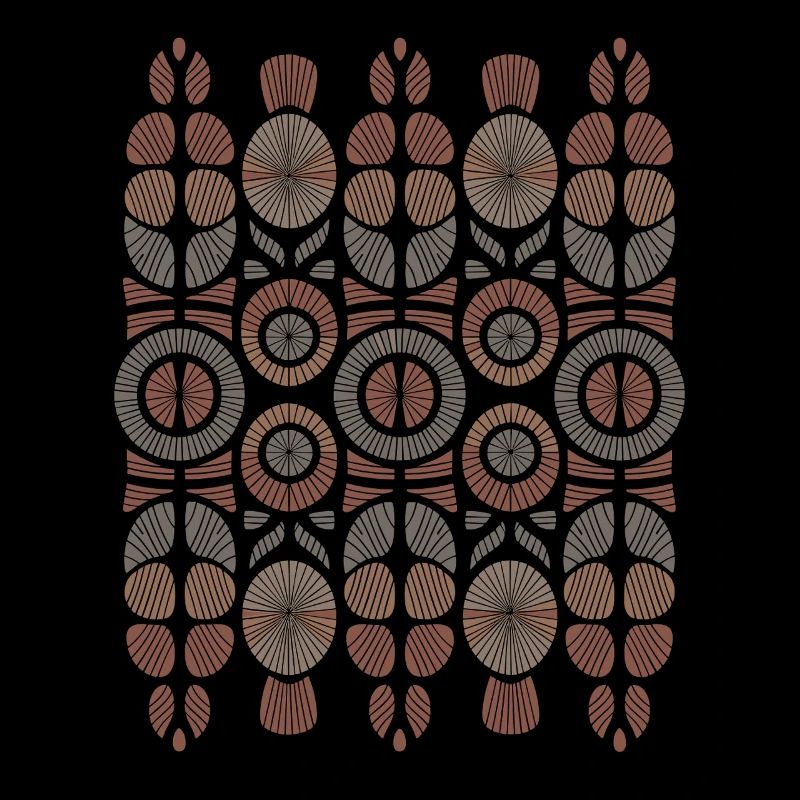 African Boho Pattern Circles and Leaves