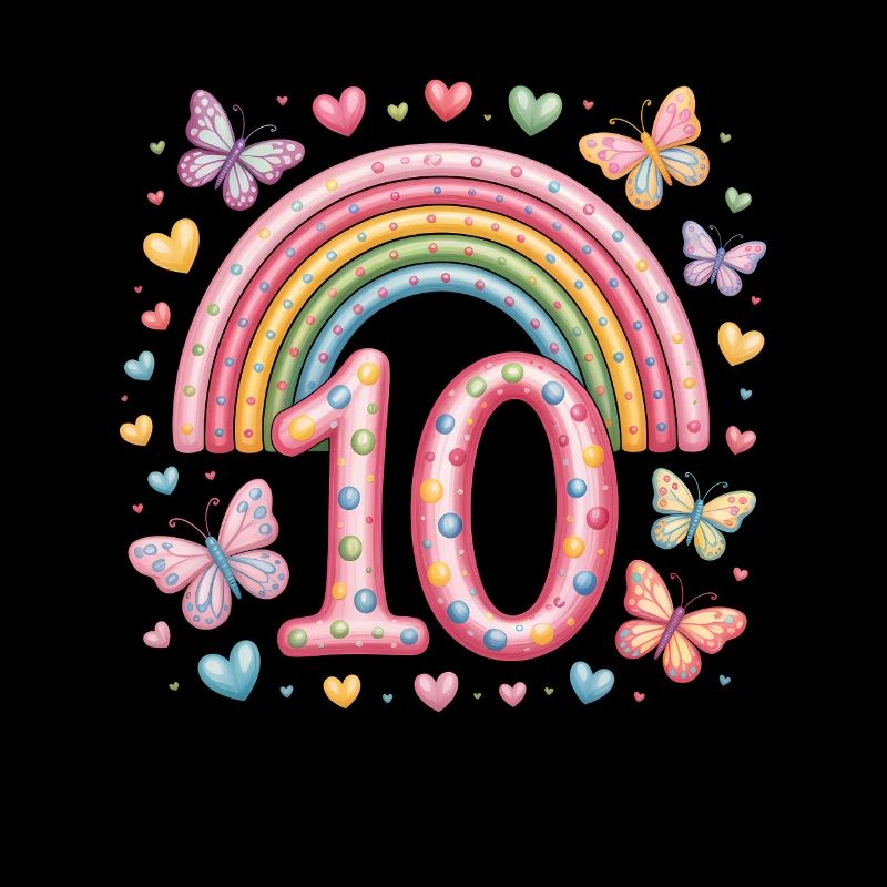 Regenbogen Schmetterling 10. Geburtstag Mädchen