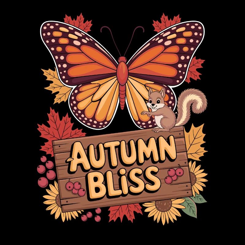 Autumn Joy Butterfly Squirrel and