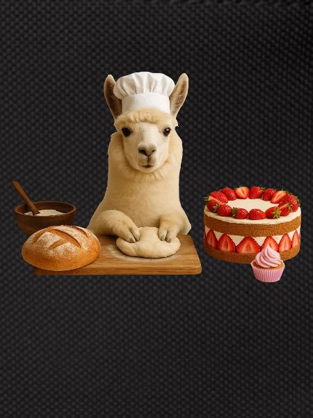 Llama Baking Cake Bread