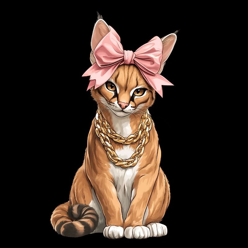 Coquette Bow Big Floppa Caracal Cat Meme