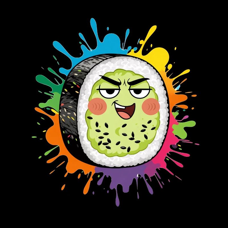Dessin animé expressif de sushis