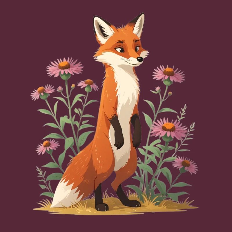 Fox with floral pattern illustration