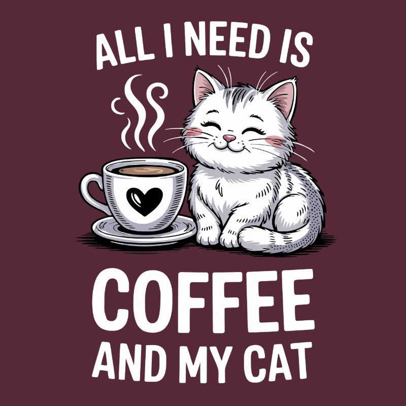 Conception de citation de café et de chat