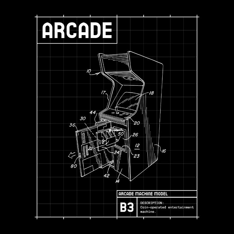 Retro Arcade Skizze auf Raster