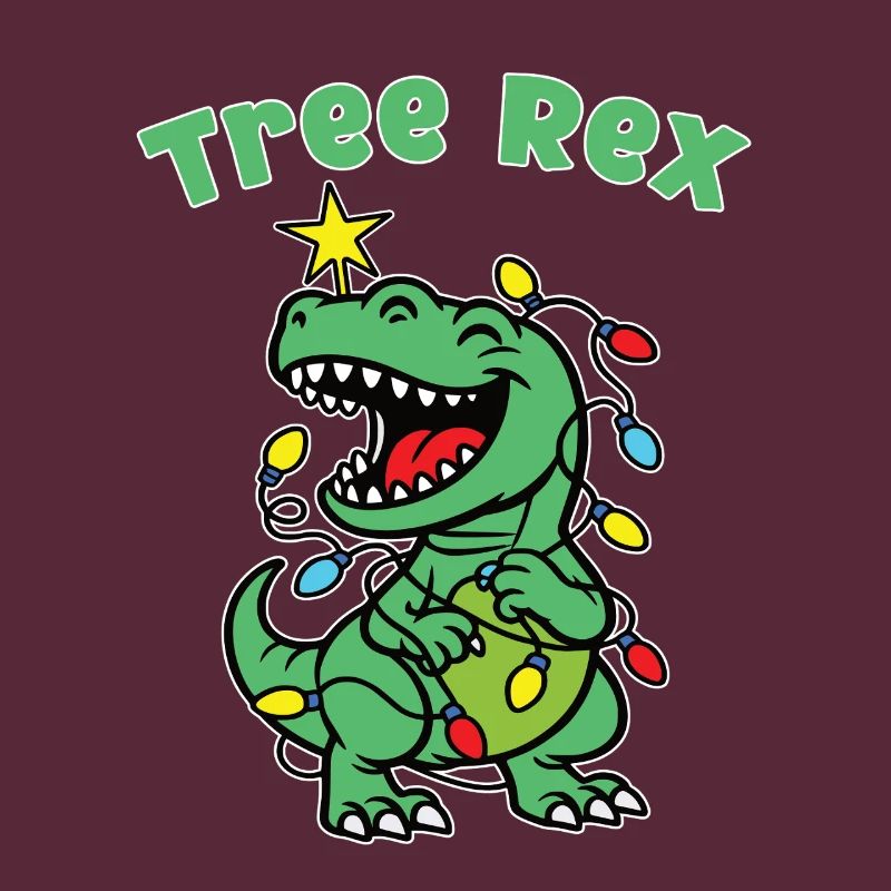 Stylish print with "Tree Rex" Dino Christmas tree