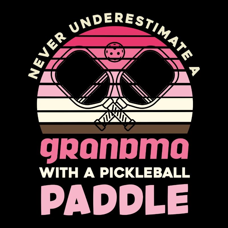 Granny with Pickleball Paddle Retro