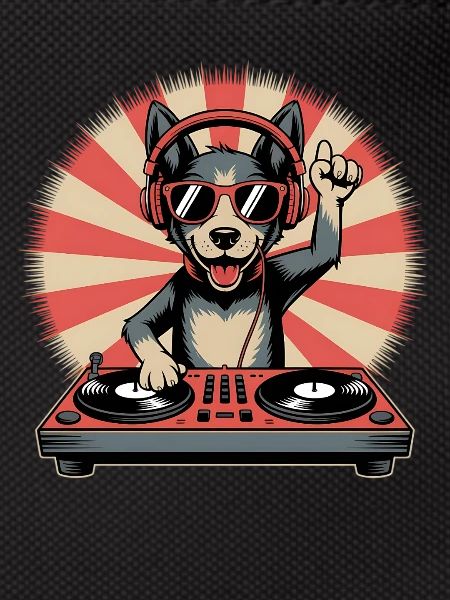 DJ Hund mit Kopfhörern