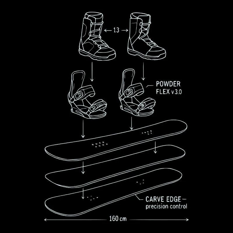 Snowboard Blueprint Technik Design