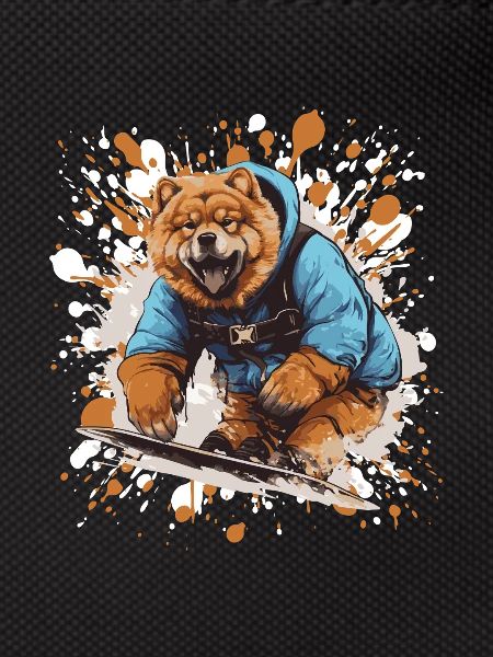 Chow Chow Hund Snowboard Sport