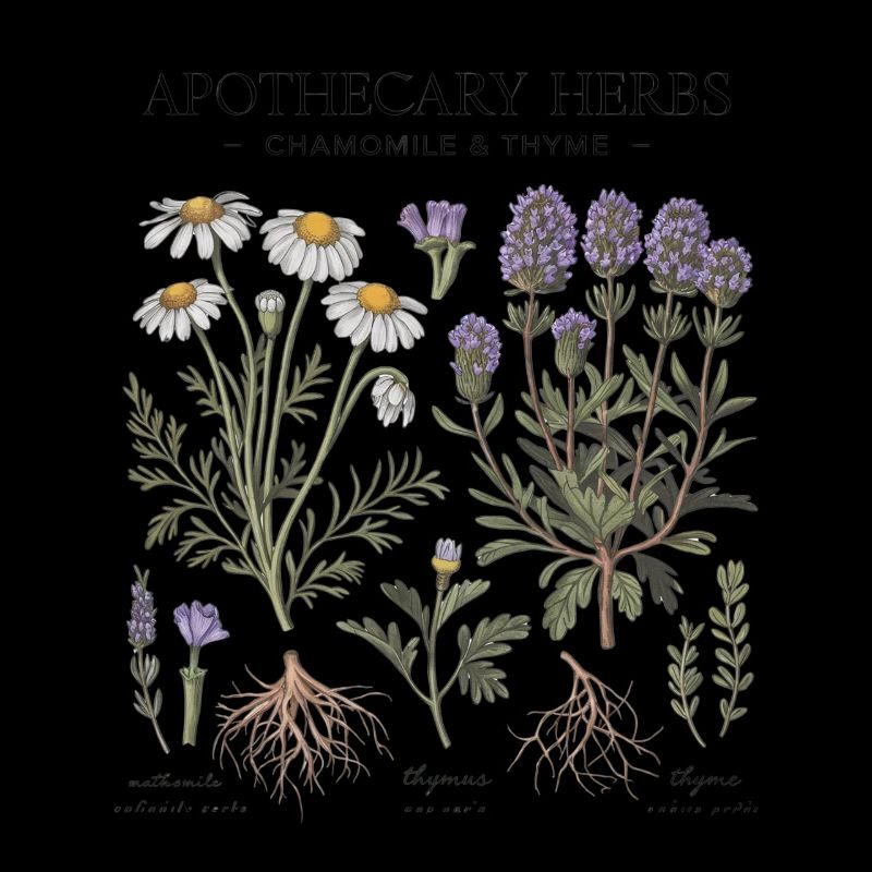 Medicinal Plants Chamomile Thyme Vintage