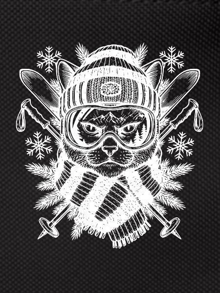 Skiing Cat Illustration Ski