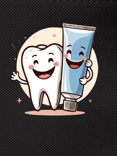 Smiling tooth with toothpaste