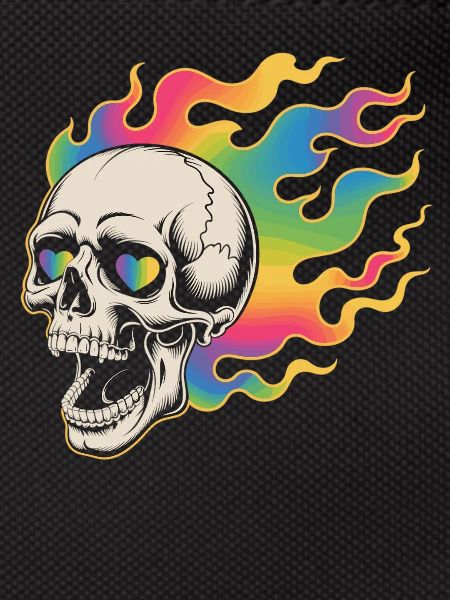 Psychedelic skull in fire design