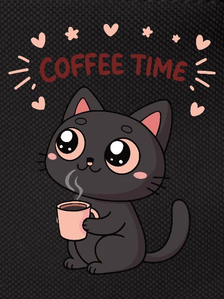 Chat Noir Café Heureux