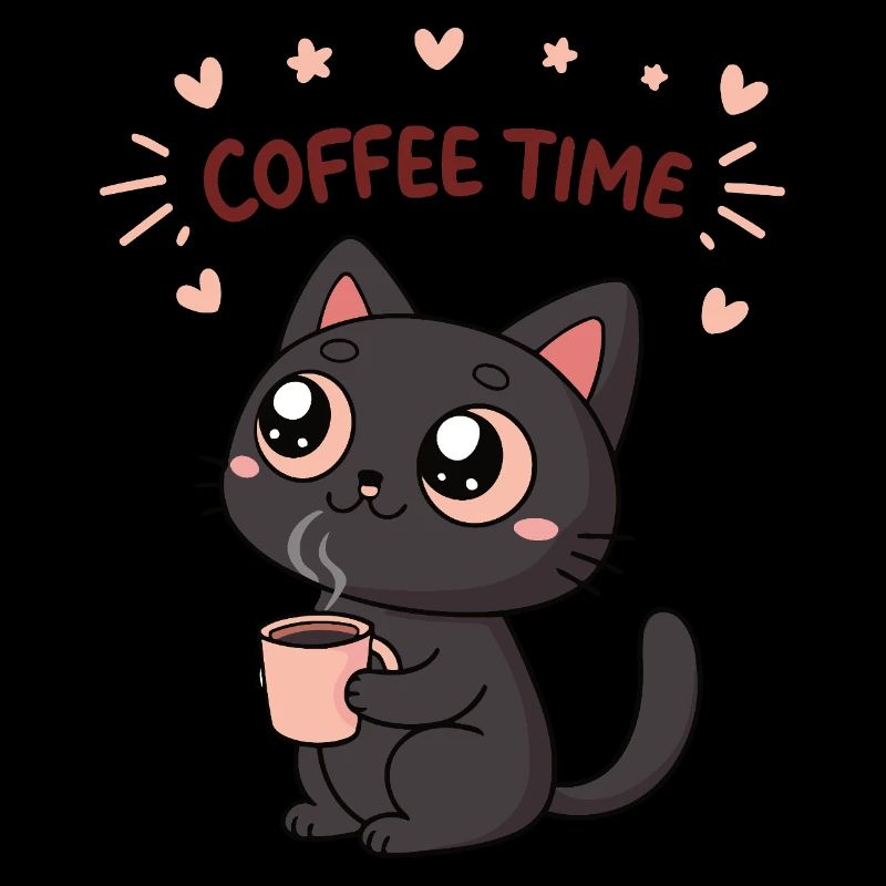 Chat Noir Café Heureux