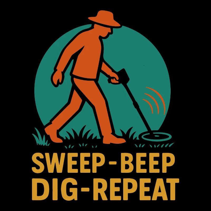 Metallerkennungs-Enthusiast Sweep Beep Grab Repeat Repeat