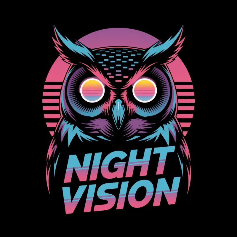 Night Vision Eule Retro Synthwave Nacht