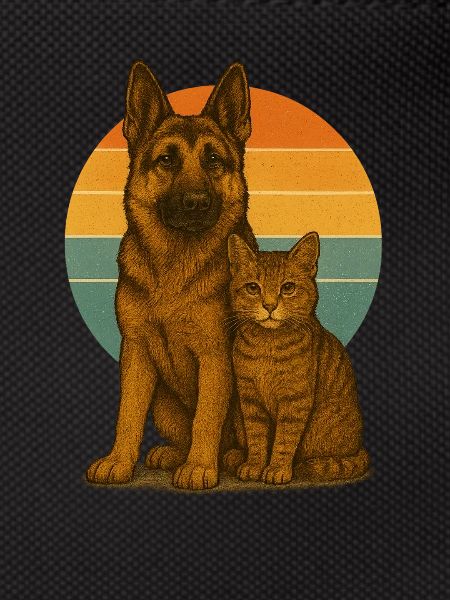 German Shepherd and Cat
