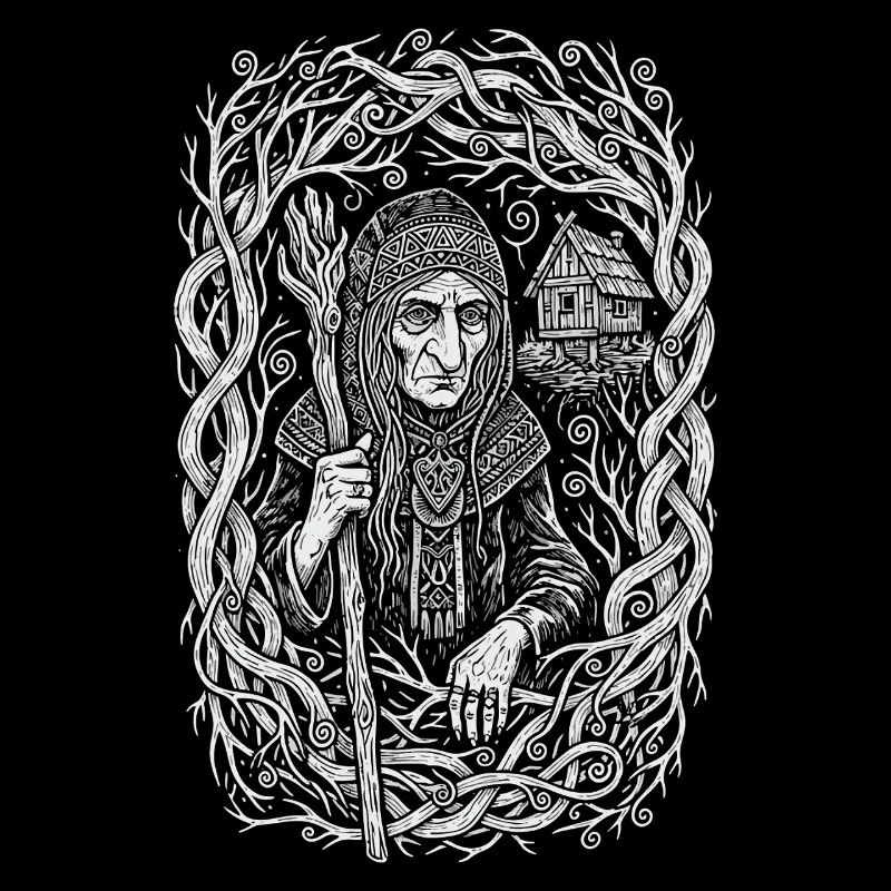 Baba Yaga Slavic Forest Witch Folk Art