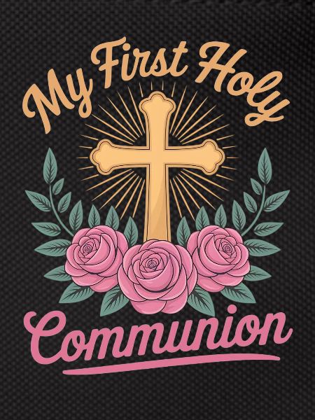First Holy Communion Cross Roses