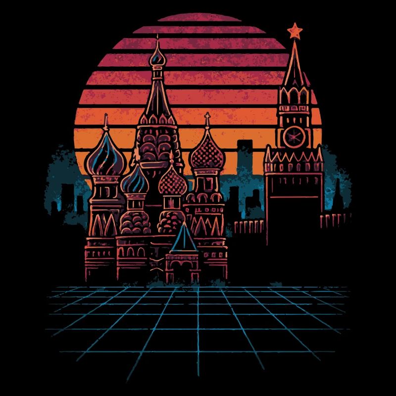Neon Moscow Skyline Retro