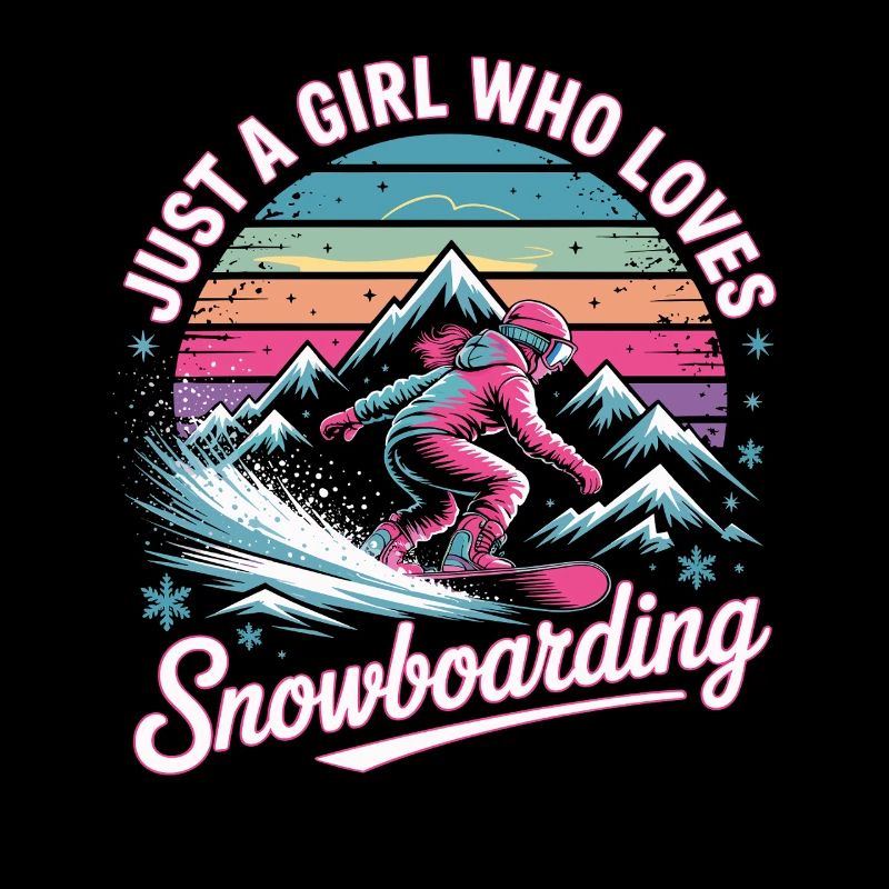 Retro Snowboarden: Mädchen liebt Piste