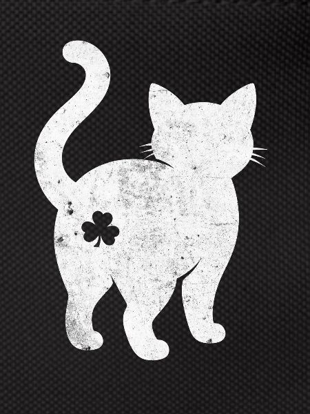 Silhouette de chat avec trèfle