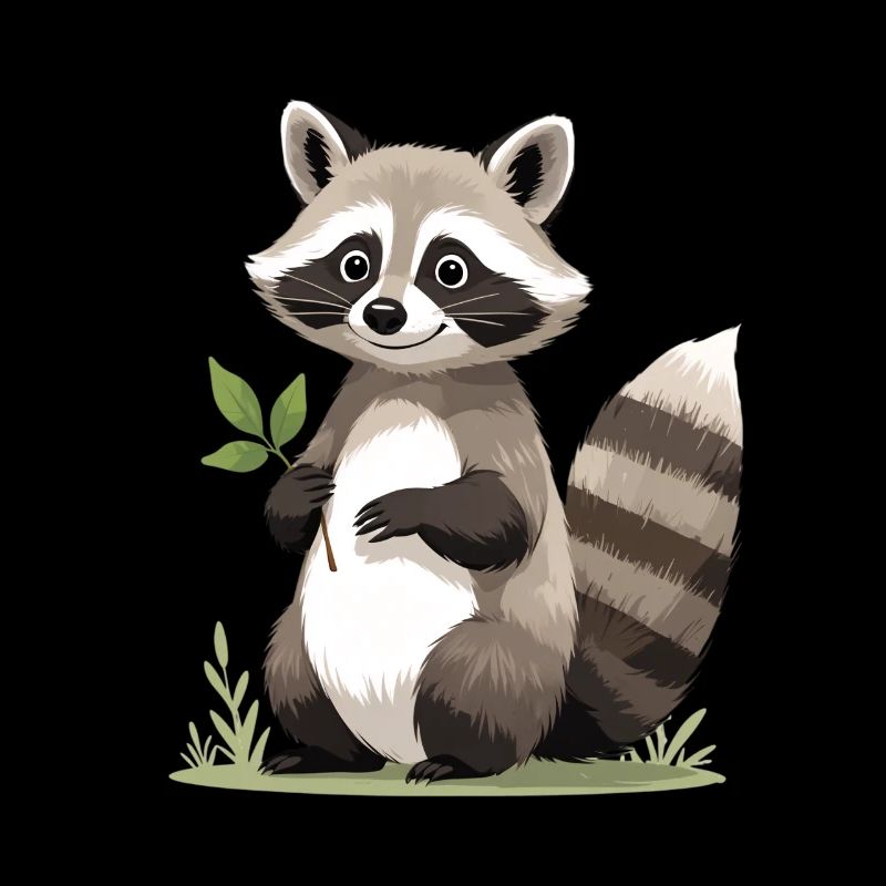 Waschbär mit Blatt