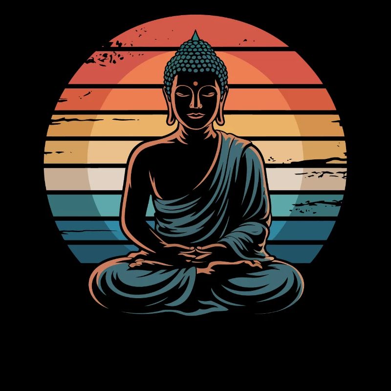 Bouddha Coucher de soleil rétro