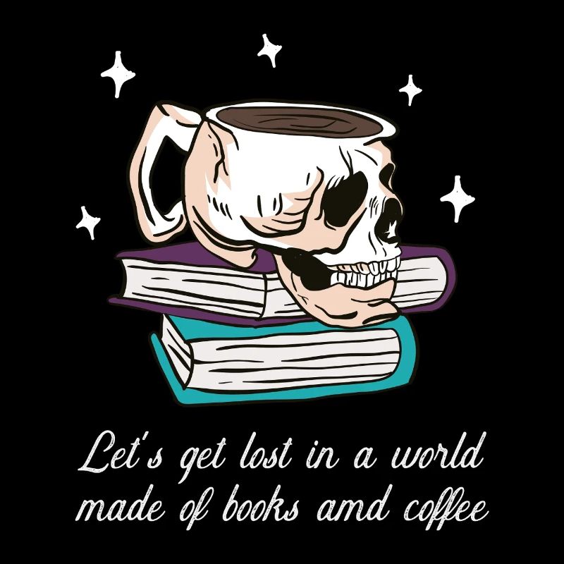 Skull-Tasse: Bücherwelt & Kaffee