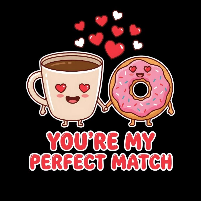 Du bist mein perfektes Match Kaffee-Donut-Valentinstag