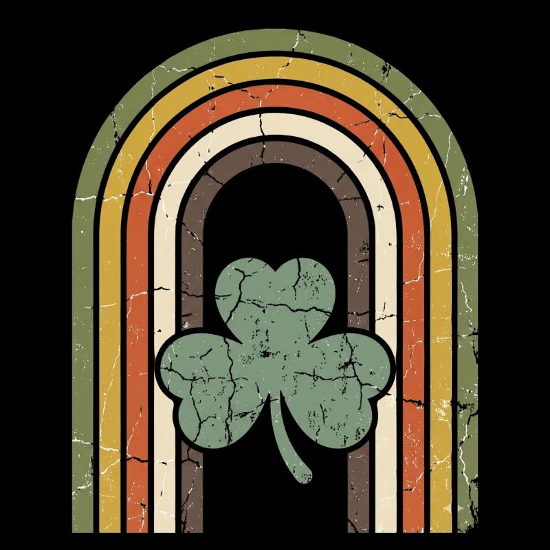 Vintage Regenbogen mit Kleeblatt St‘ Patricksday
