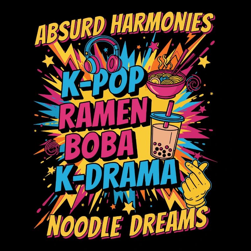 Absurd Harmonies K-Pop Ramen Boba K Drama Noodle