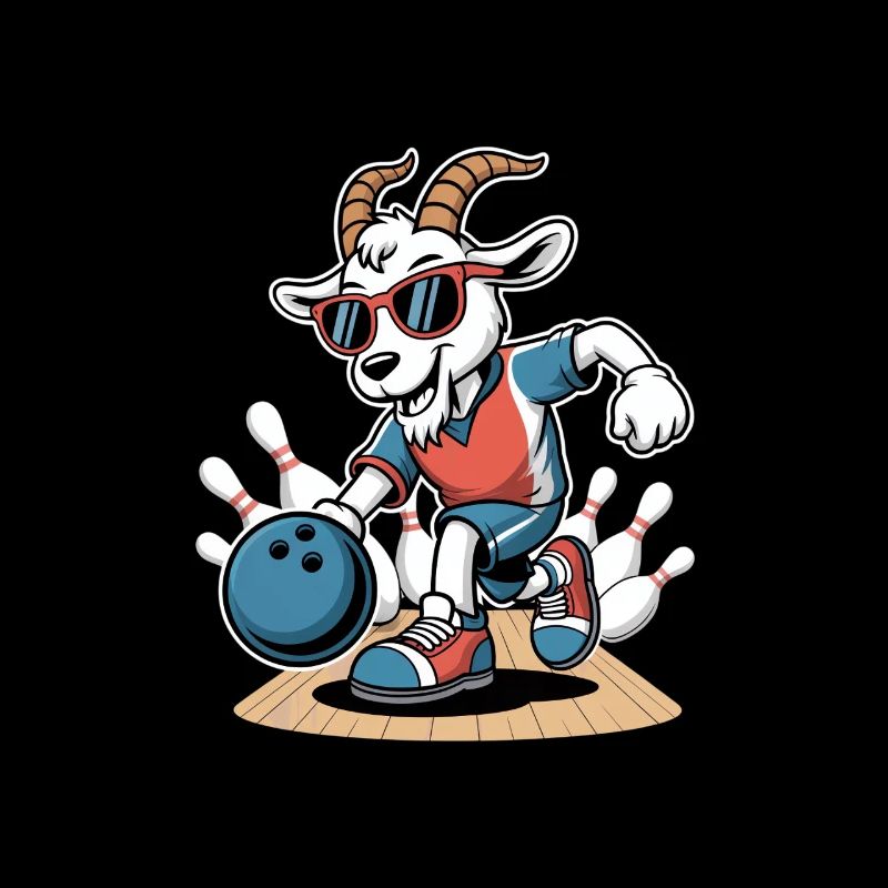 Lustige Bowling Ziege Strike Cartoon Bahn
