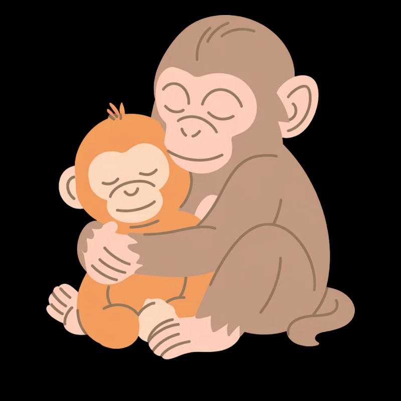 Étreinte entre singe et bébé