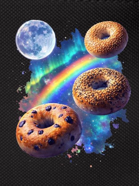 Kosmische Donuts über Regenbogenraum