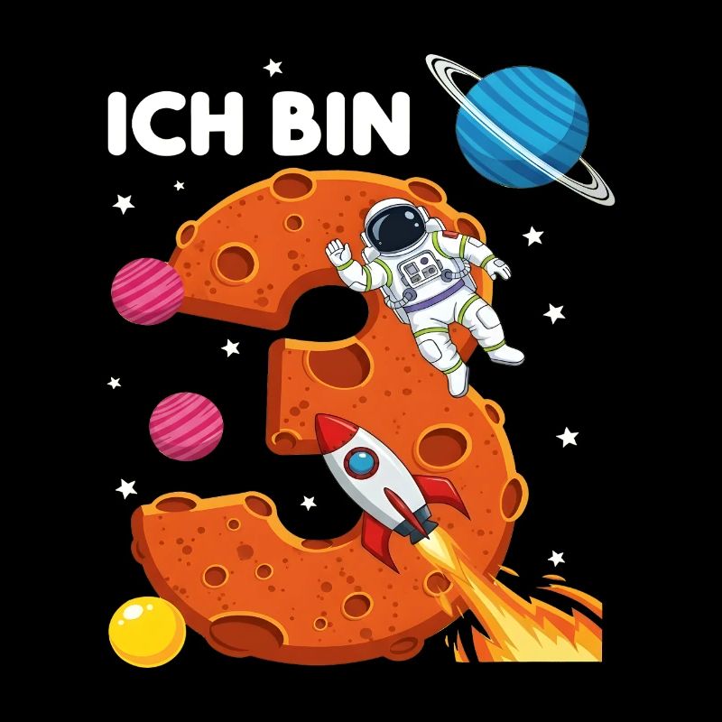 Ich bin 3 Astronaut Weltraum Geburtstag
