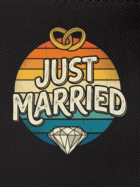 Just Married Retro Rainbow