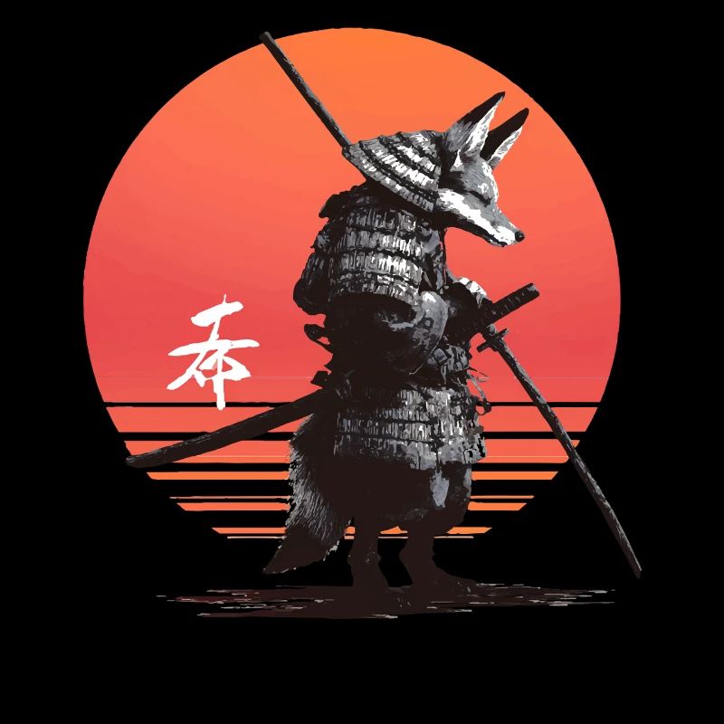 Samurai Fox Warrior at Sunset