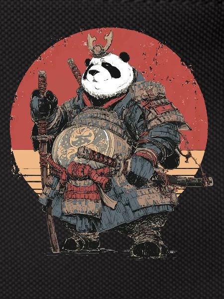 Panda-Samurai in robuster Rüstung
