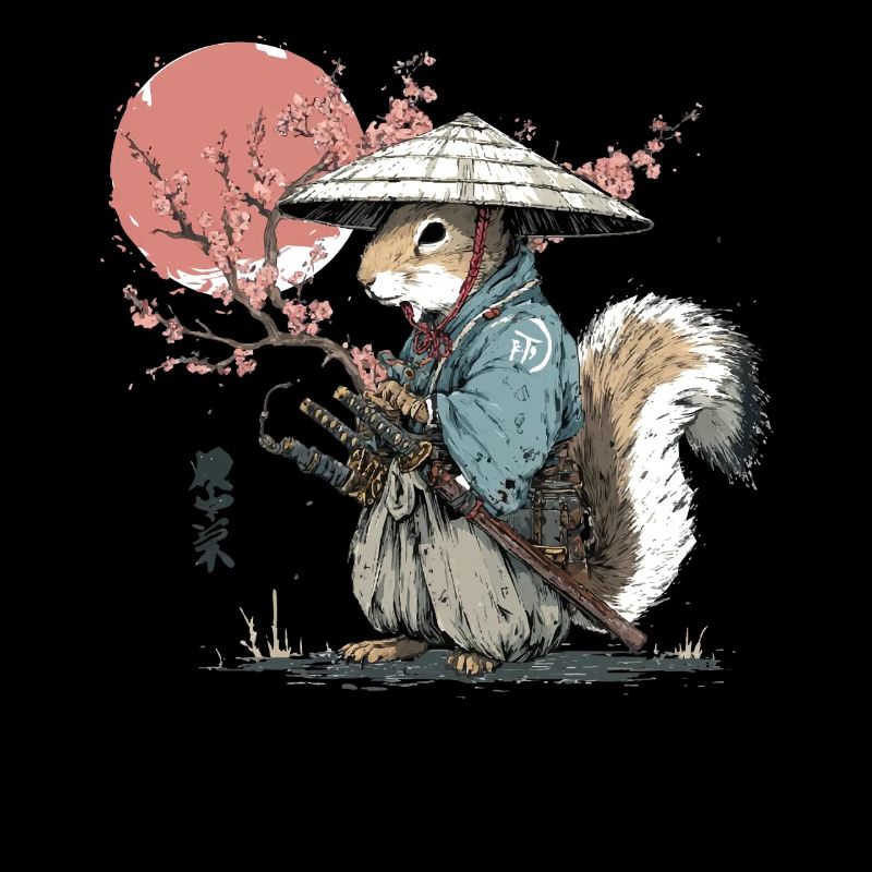 Samouraï Écureuil en Robe de Sakura