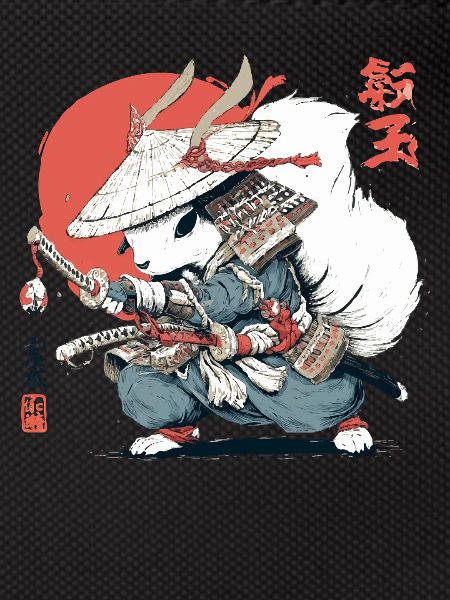 Samurai-Eichhörnchen, japanischer Krieger, Ukiyo-e-Stil Su