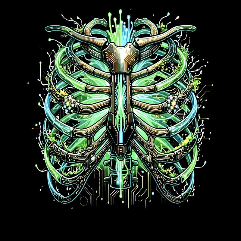 Cyber Brustkorb Skelett Sci-Fi Illustration
