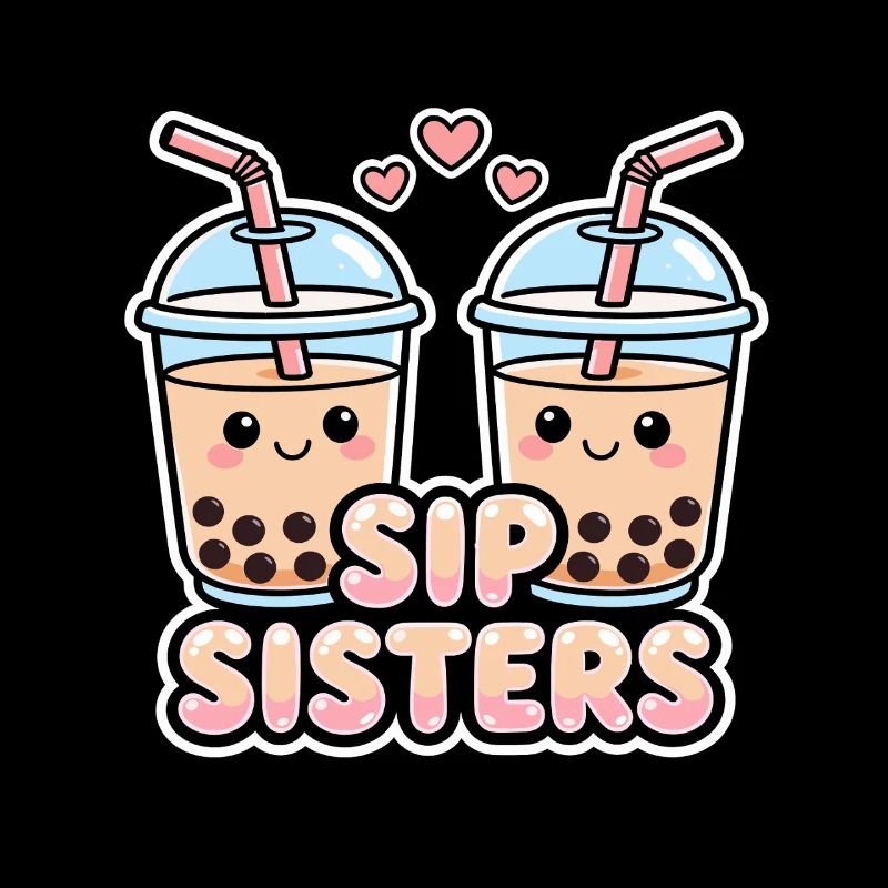 Sip Sisters Boba Tea Cute Bubble Tea Besties